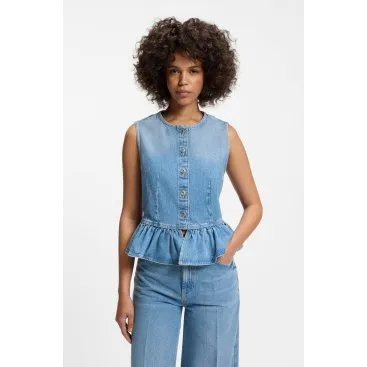 HUGO Top Gimma blu - Denim con drappeggio
