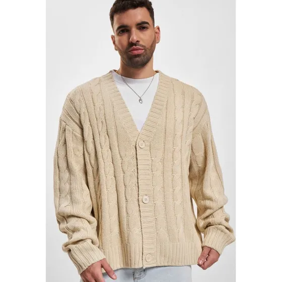 Urban Classics Felpa Oversize Uomo Beige con Motivo a Trecce
