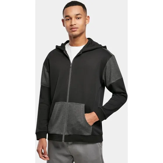 Felpa Urban Classics con Cappuccio e Zip Oversize - Grigio/Nero