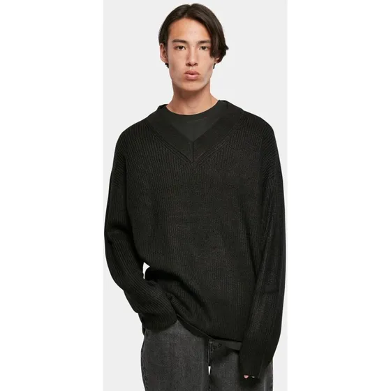 Urban Classics Felpa Casual da Uomo con Scollo a V - Nera