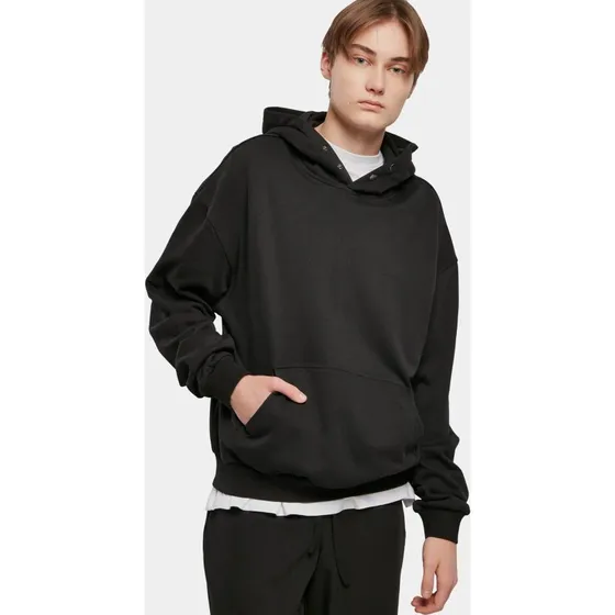Urban Classics Felpa con Cappuccio Oversize in Maglia a Coste Nera