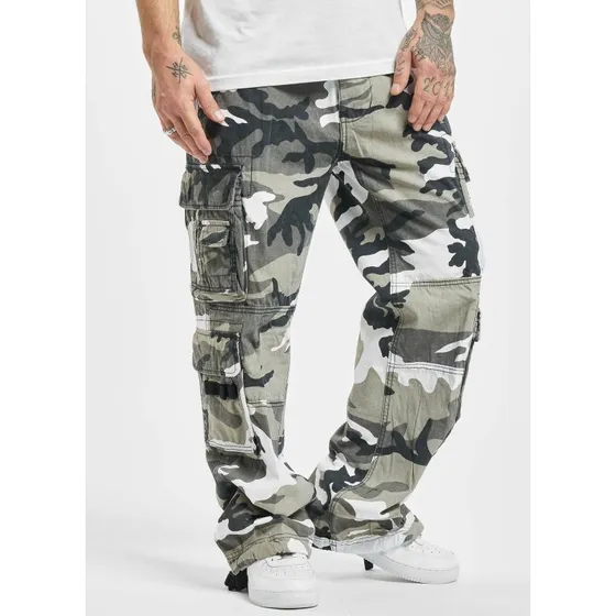Brandit Pantaloni Cargo Mimetici in Cotone con Coulisse