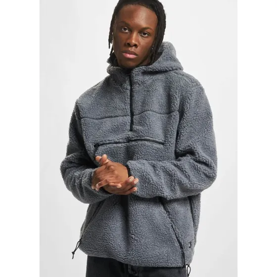 Felpa con cappuccio Brandit in pile grigia con zip