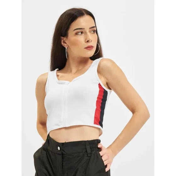 Urban Classics T-shirt elasticizzata con zip e strisce laterali