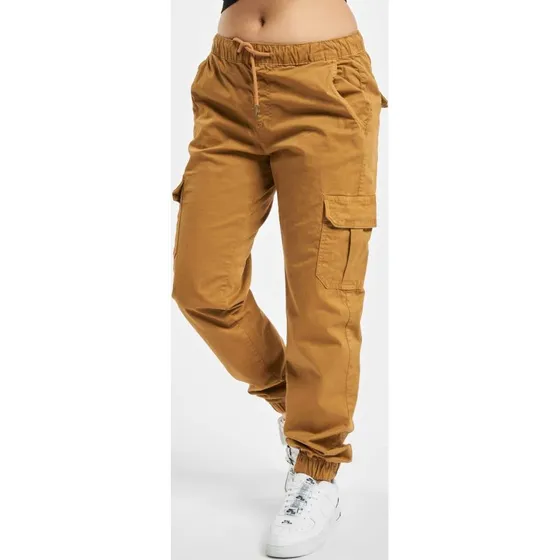 Jeans Cargo Urban Classics in Cotone Marrone con Tasche Zip
