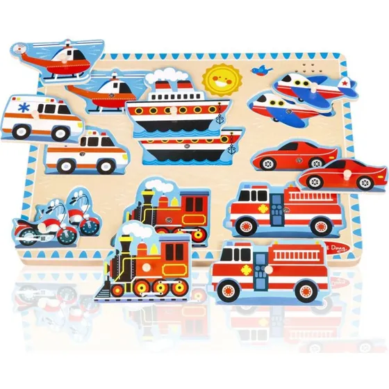 Puzzle sonoro in legno Veicoli