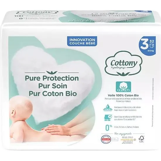 Cottony Pannolini 100% Cotone Bio T3 32pz