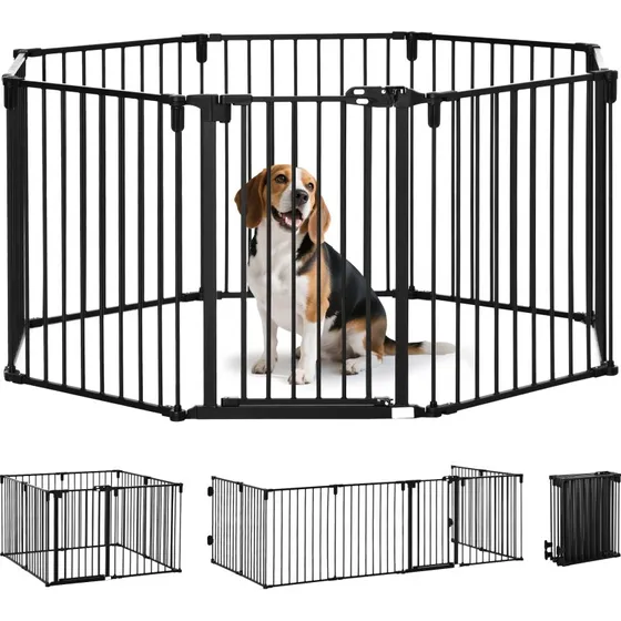 PawHut Cancelletto di Sicurezza per Cani Pieghevole, Nero