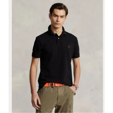 Polo Ralph Lauren Slim Fit in Piqué di Cotone Nera - XL