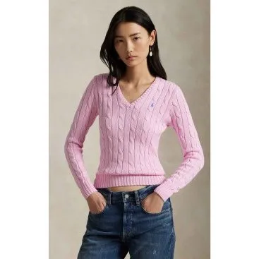 Polo Ralph Lauren Maglione in Cotone Rosa Slim Fit L