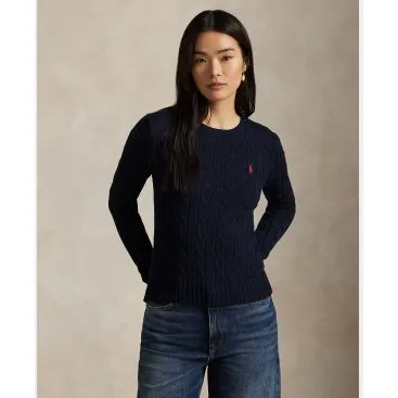 Polo Ralph Lauren Maglione a Trecce in Cotone Blu Navy, M