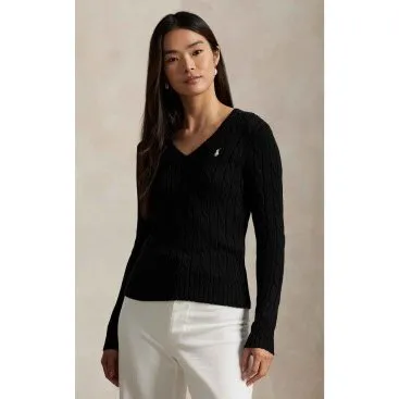Polo Ralph Lauren Maglione a Treccia Nero Slim Fit