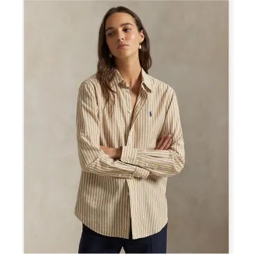 Polo Ralph Lauren Camicia in Cotone e Lino Marrone - Taglia S