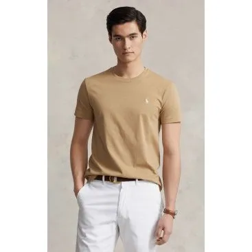 Polo Ralph Lauren T-shirt Slim Fit Marrone in Cotone