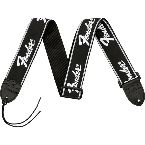 Fender Running Logo Tracolla per Chitarra Intrecciata 2" - Black/White