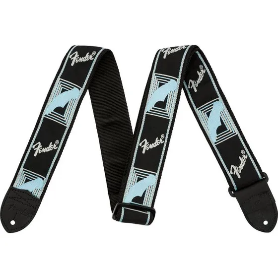 Fender Monogrammed Strap Tracolla in Nylon Black/Grey/Blue