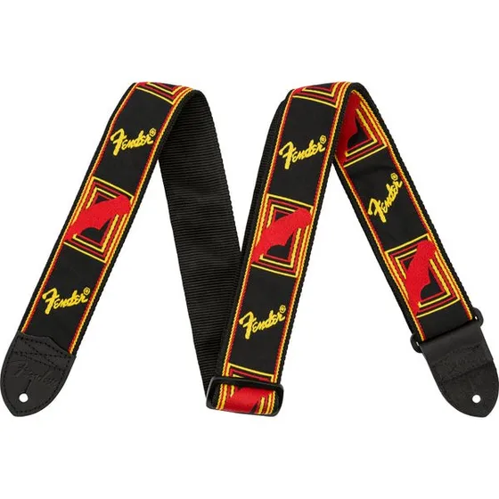Fender Monogrammed Strap 2" Nylon Nero/Giallo/Rosso