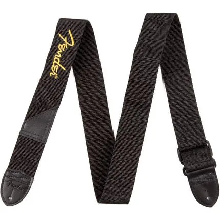 Fender Tracolla per Chitarra 2" in Poliestere Nera con Logo Giallo