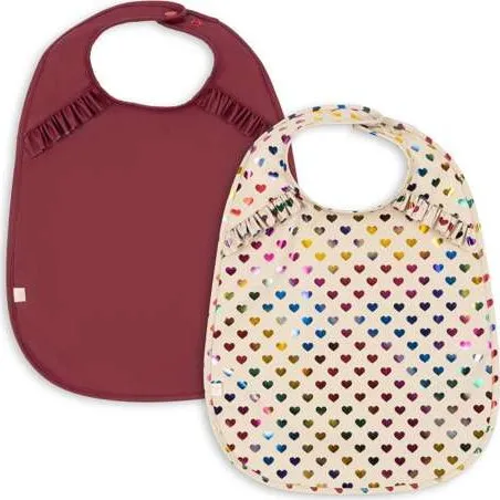 Konges Sløjd Bavaglini con Volant Cuoricini - Set 2 Pezzi