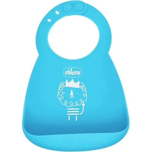 Chicco Bavaglino Silicone con Tasca Blu