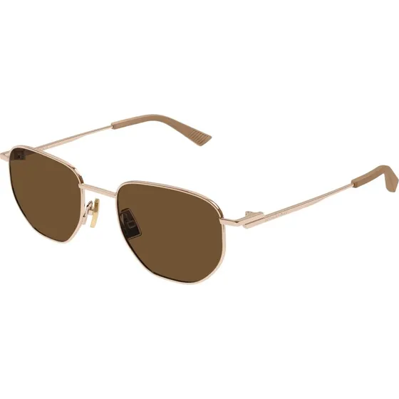 Bottega Veneta BV1301S 002: Occhiali da Sole Rotondi in Metallo Oro