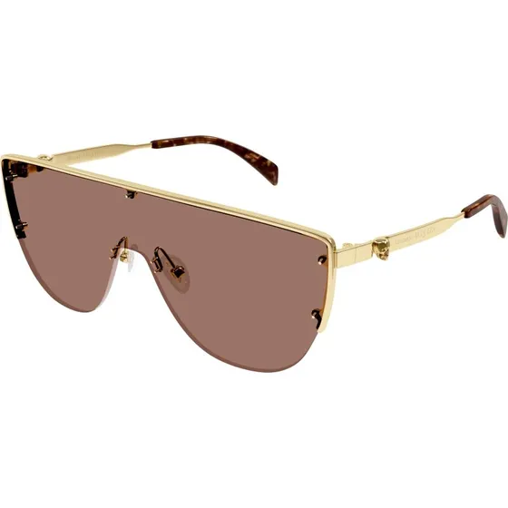 Alexander McQueen AM0457S 002 Occhiali da Sole Maschera Oro e Marrone