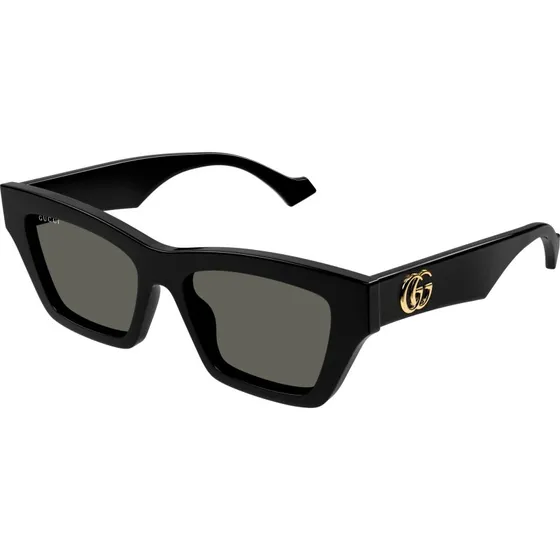 Gucci GG1753S 001 Occhiali da sole Cat Eye in Acetato Nero e Grigio