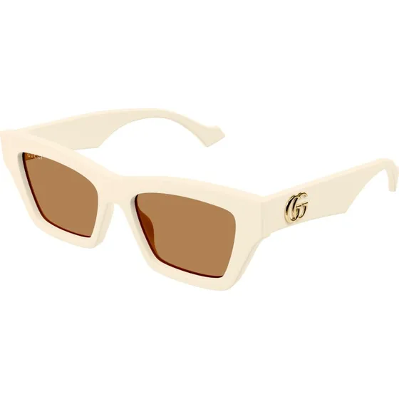 Gucci GG1753S 003 Occhiali da Sole Cat Eye Avorio e Marrone