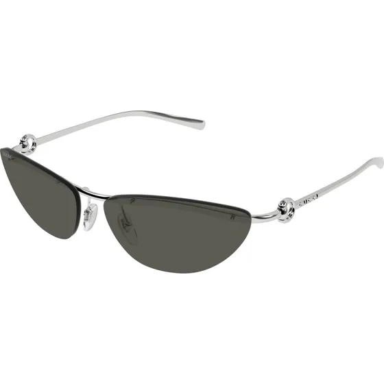 Gucci GG1701S 001 Occhiali da Sole Cat Eye Argento e Grigio