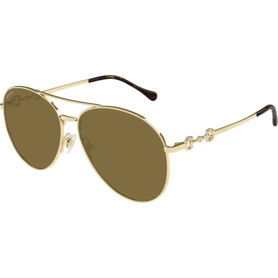 Gucci GG1698S 002 Occhiali da Sole Pilot Oro e Marrone