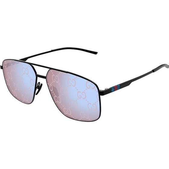 Gucci GG1676S 005 Occhiali da Sole Pilot Uomo Nero e Viola