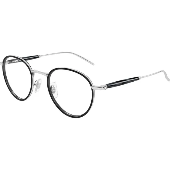 Montblanc MB0442O 003 Montatura da Vista Rotonda in Metallo Argento
