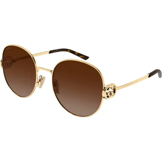 Gucci GG2047S 003 Occhiali da sole rotondi in metallo oro e marrone
