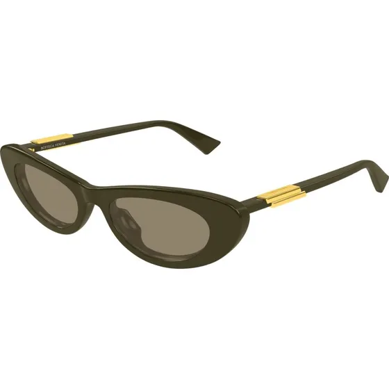 Bottega Veneta BV1447S 005 Occhiali da Sole Cat Eye Verde e Marrone