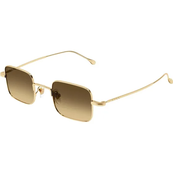 Gucci GG1813S 009 Occhiali da Sole Squadrati in Metallo Oro e Marrone