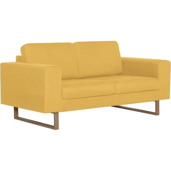 vidaXL Divano a 2 Posti in Tessuto Giallo