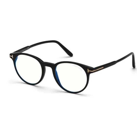 Tom Ford FT5695-B 001 Montature da Vista Rotonde in Acetato Nero