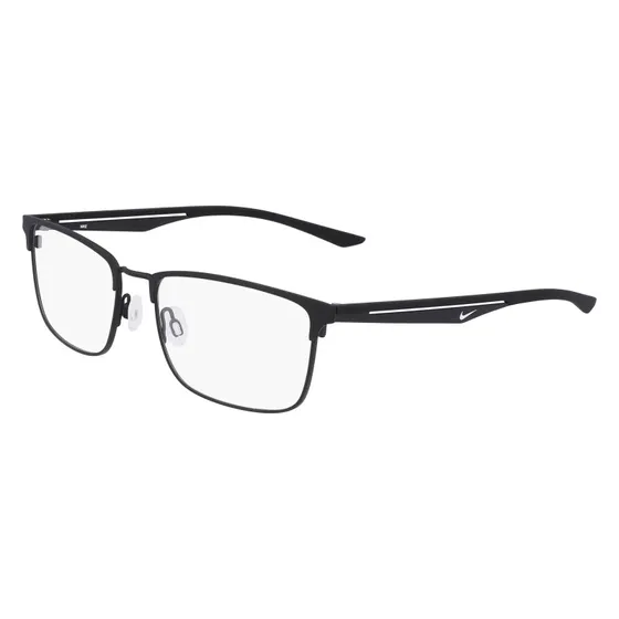 Nike 4314 001 Montature da Vista Squadrate in Metallo Satinato Nero