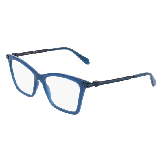 Ferragamo SF3024 423 Occhiali da Vista Cat Eye Blu in Acetato
