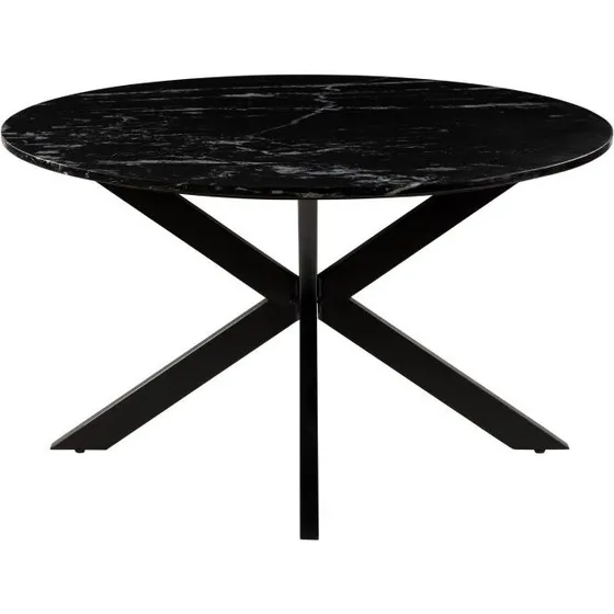 Barcelona #417 Tavolino in Marmo Nero 137x137 Gambe Ferro Incrociate