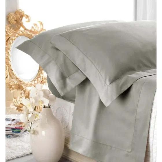 AURORA Satin Raso Cotone Matrimoniale Grigio