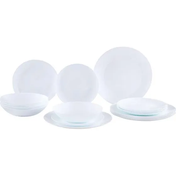 Bormioli Coconut Servizio Piatti 18 Pezzi in Vetro Opale Bianco