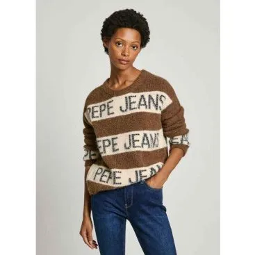 Pepe Jeans Maglione Helmi a Righe Marrone - XS