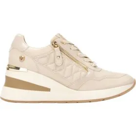 Xti Sneakers da Donna Beige con Zeppa e Chiusura a Zip