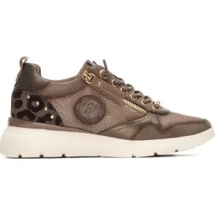 Carmela Sneakers in Pelle Marrone con Dettagli Animal Print