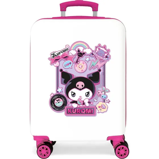 Trolley Sanrio Kuromi Bianco e Fucsia in ABS 55cm