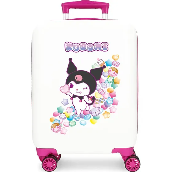 Trolley Sanrio Kuromi Bianco e Fucsia in ABS 50cm