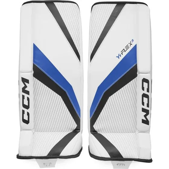 CCM YTFlex 3 Leg Pads Bianco/Royal/Nero