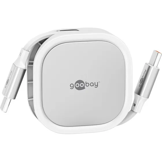 Goobay Cavo USB-C Retrattile 1m Bianco 15W