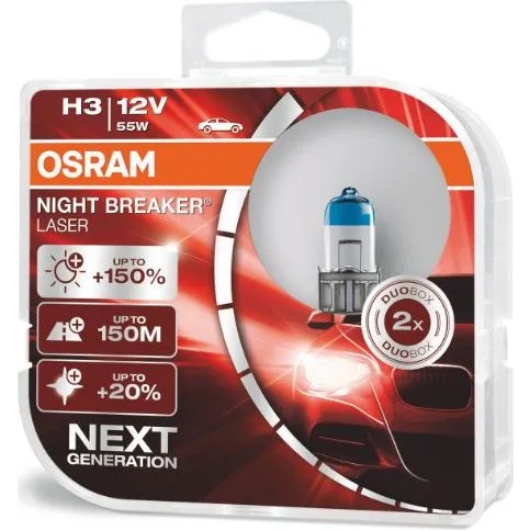 Osram H3 64151NL-HCB Night Breaker Laser +150% (2 pezzi)